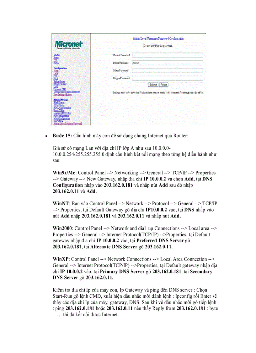 image for page Hướng dẫn cài đặt MODEM ADSL MICRONET