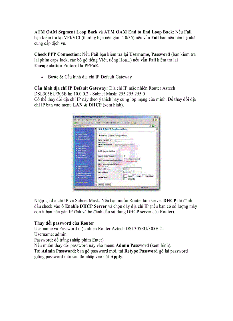 image for page Hướng dẫn cài đặt Modem Aztech Ethernet USB Router DSL 305EU 305E