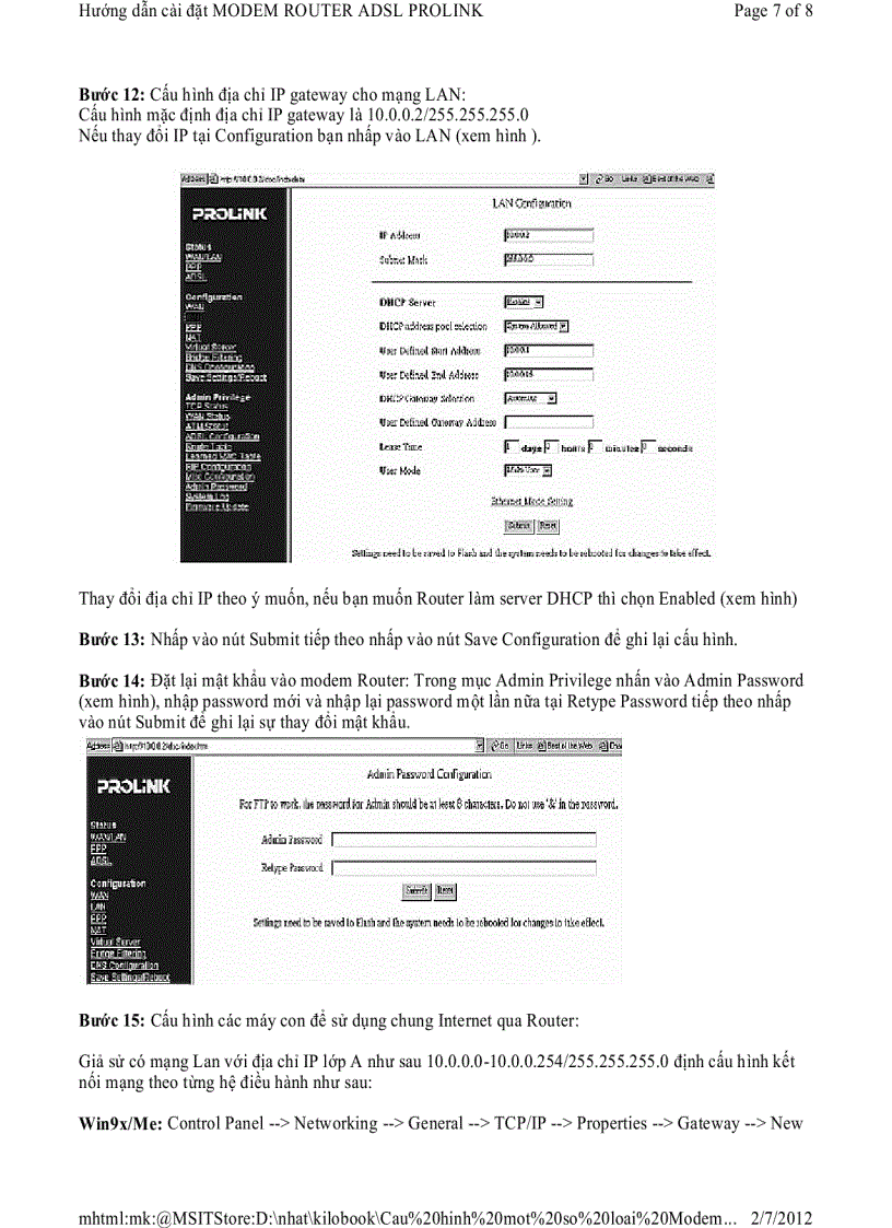 image for page Hướng dẫn cài đặt MODEM ROUTER ADSL PROLINK