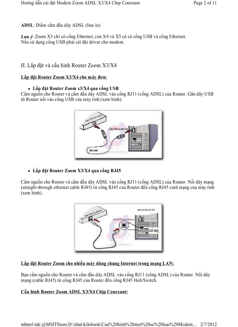 image for page Hướng dẫn cài đặt Modem Zoom ADSL X3 X4 Chip Conexant
