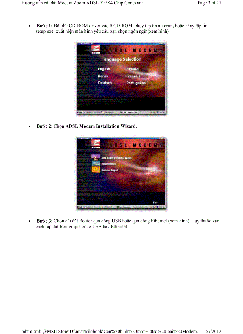 image for page Hướng dẫn cài đặt Modem Zoom ADSL X3 X4 Chip Conexant
