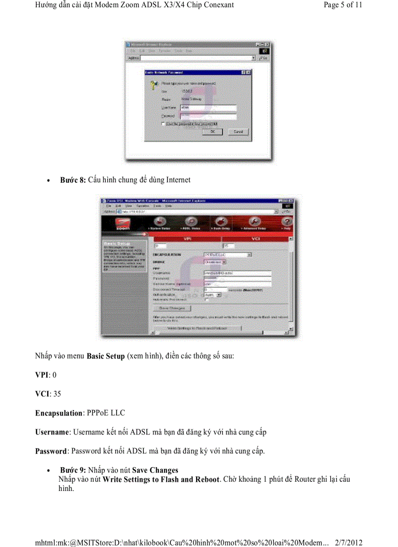 image for page Hướng dẫn cài đặt Modem Zoom ADSL X3 X4 Chip Conexant