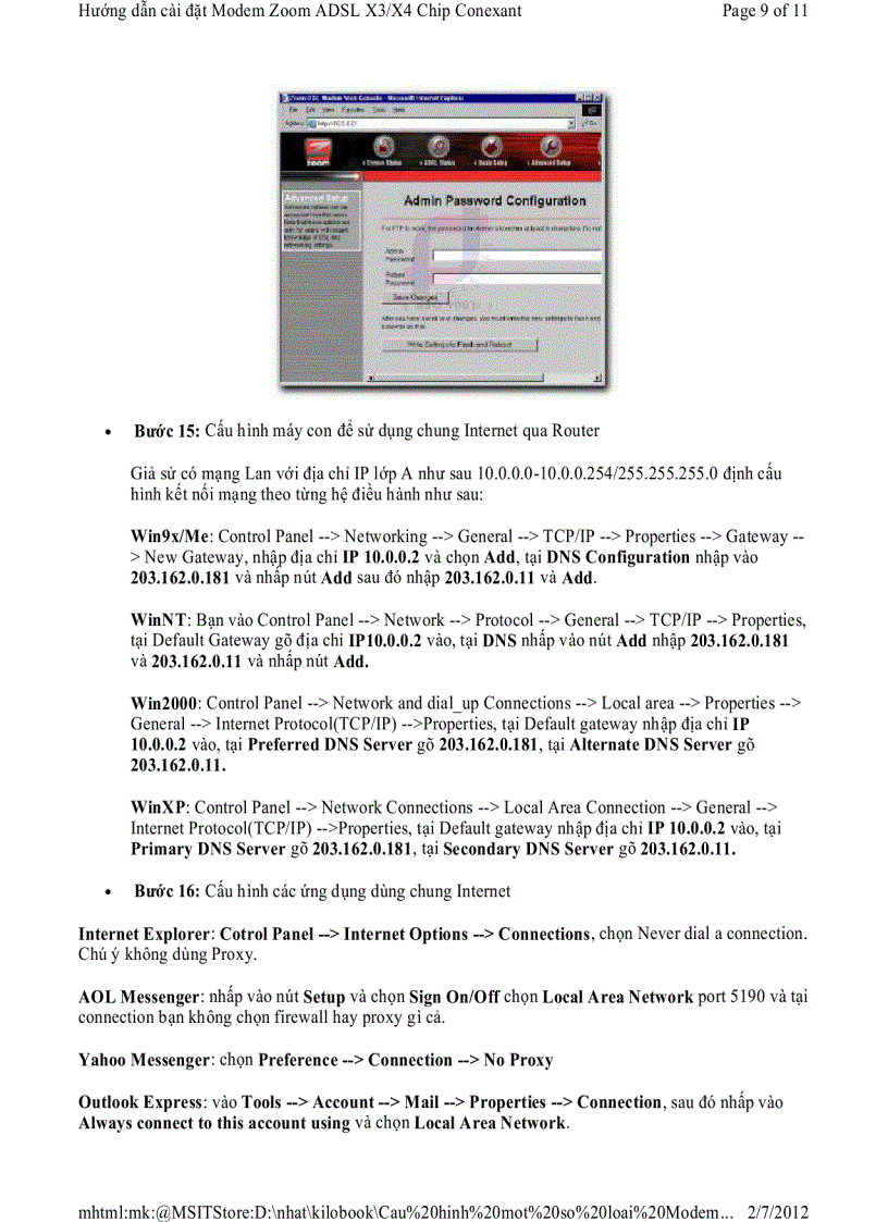 image for page Hướng dẫn cài đặt Modem Zoom ADSL X3 X4 Chip Conexant