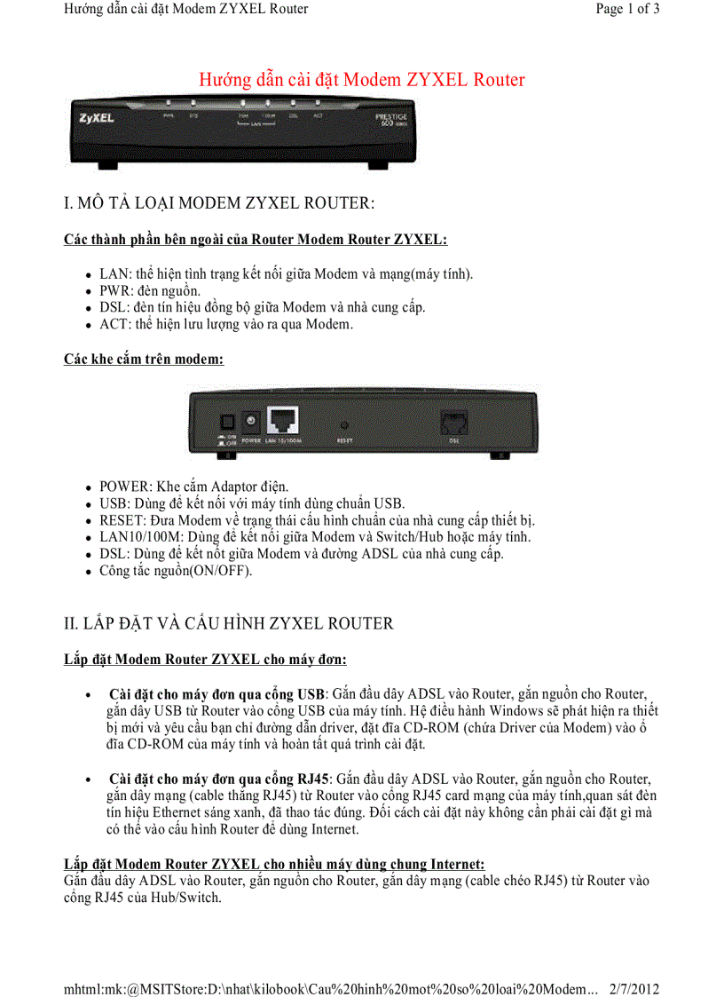 image for page Hướng dẫn cài đặt Modem ZYXEL Router