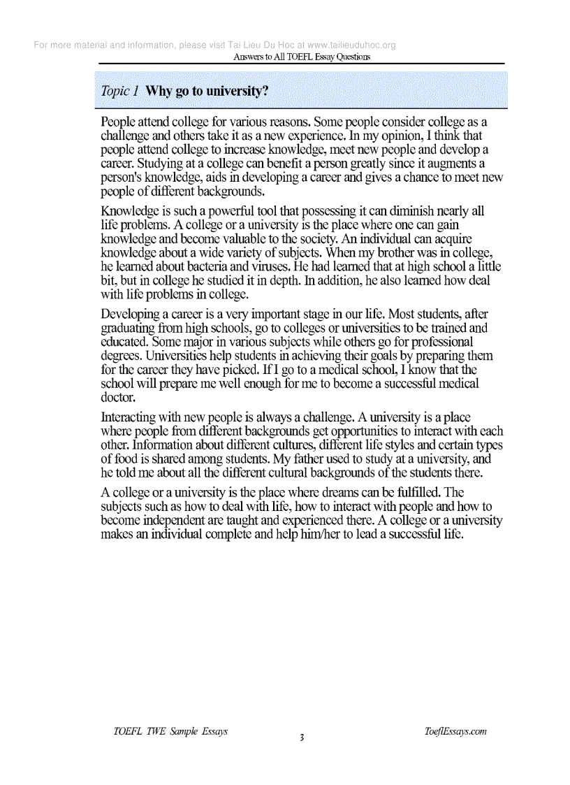 image for page Answer to all TOEFL essay