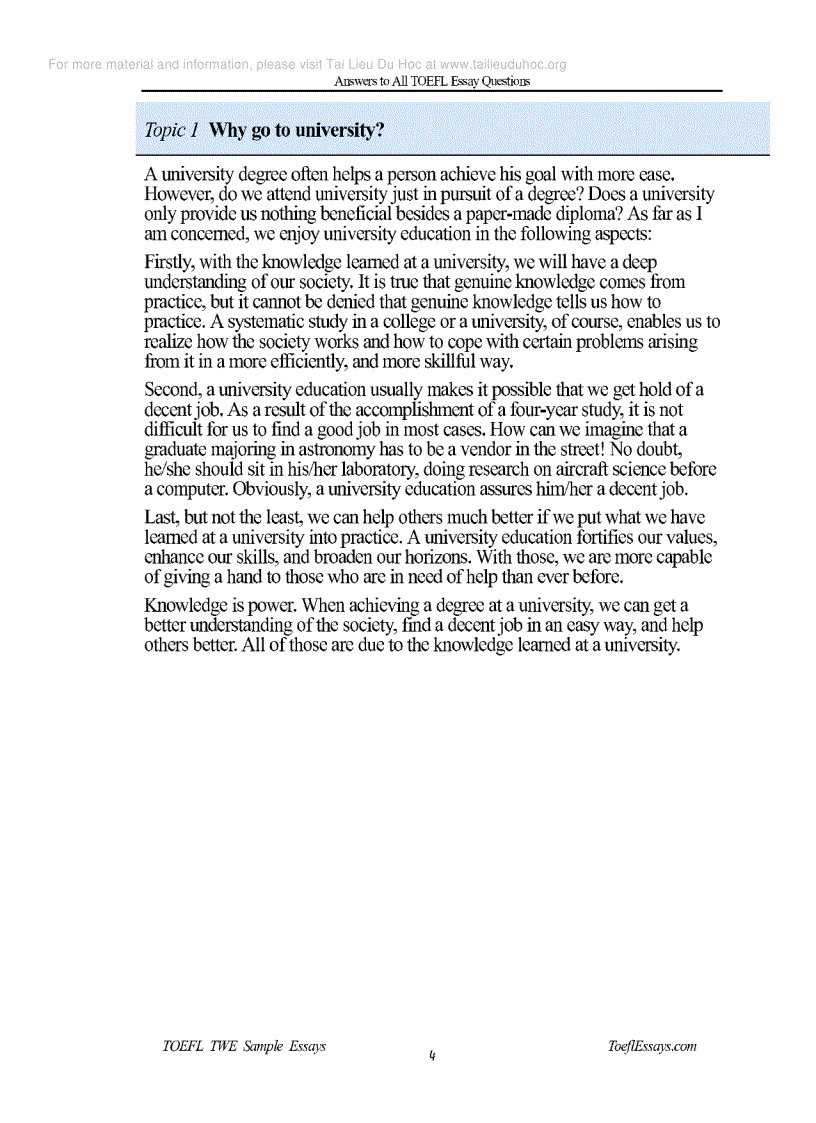 image for page Answer to all TOEFL essay