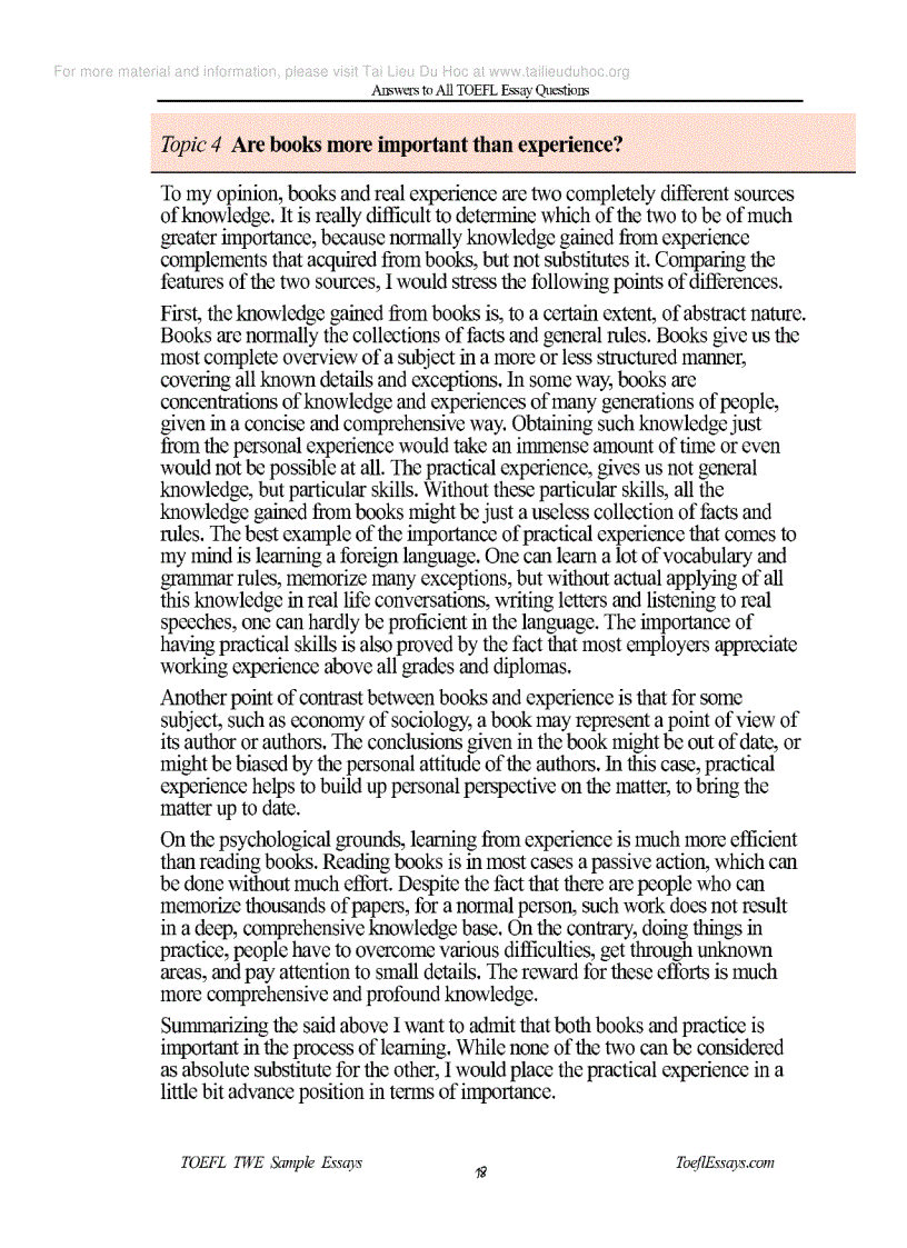 image for page Answer to all TOEFL essay