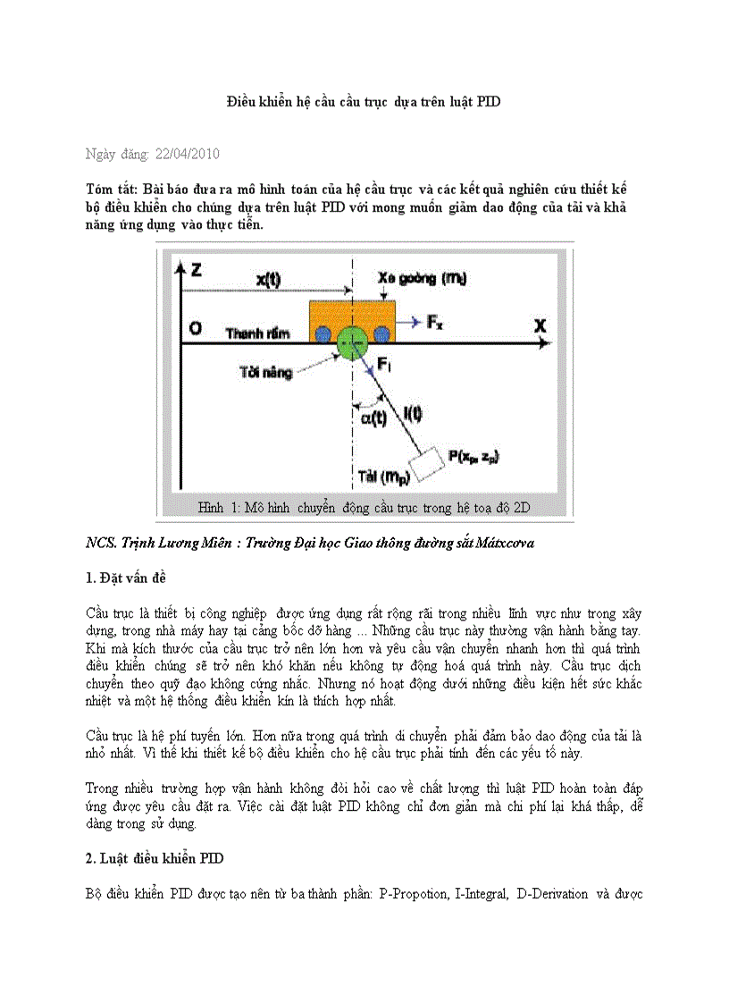 image for page Điều khiển hệ cầu trục dựa trên luật PID