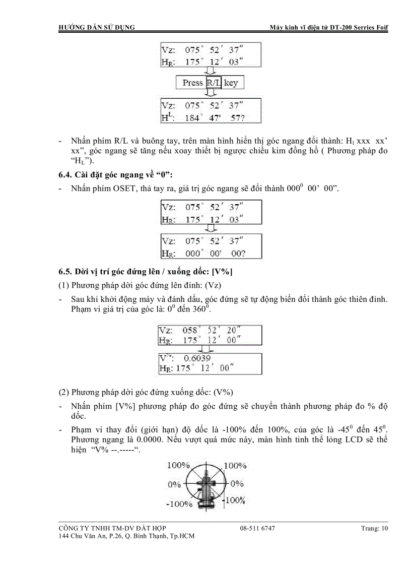 image for page Hướng dẫn sử dụng máy kinh vĩ điện tử DT200 FOIF