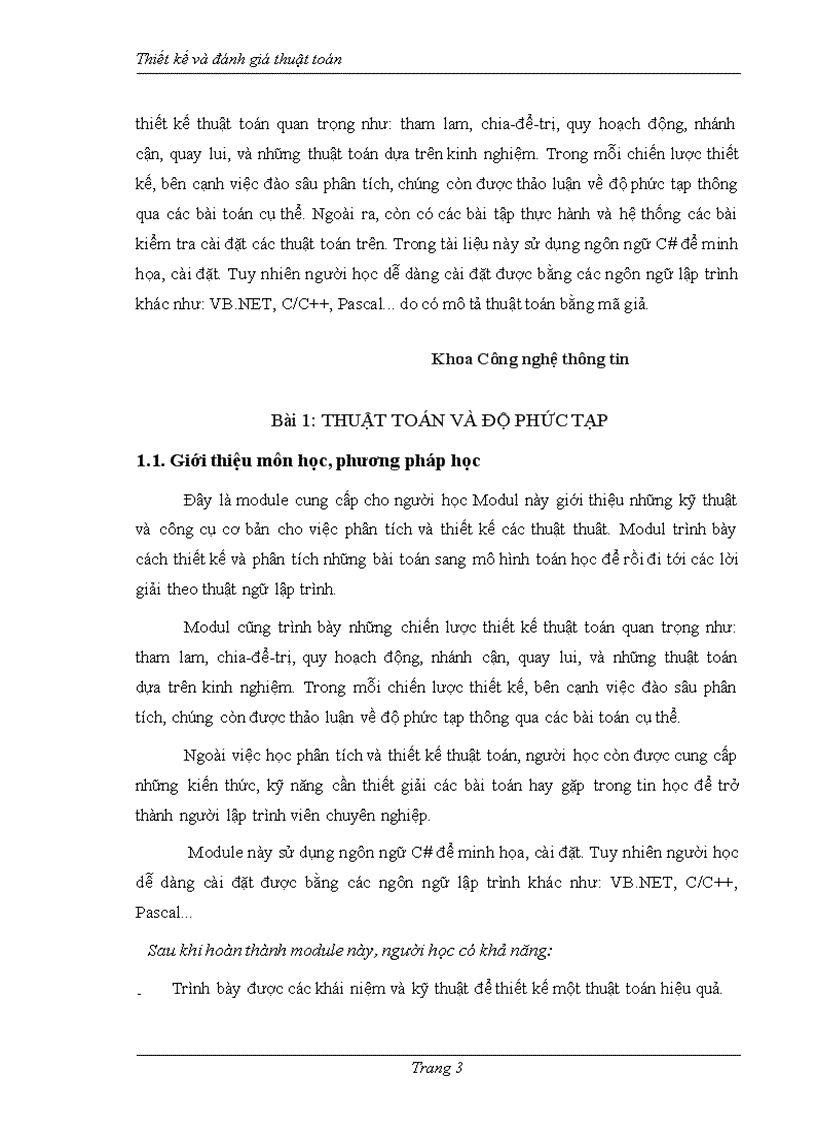 image for page Thiết kế và đánh giá thuật toán