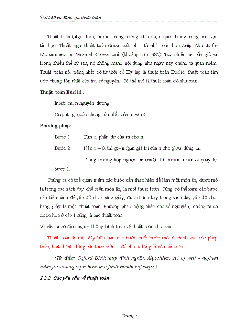 image for page Thiết kế và đánh giá thuật toán