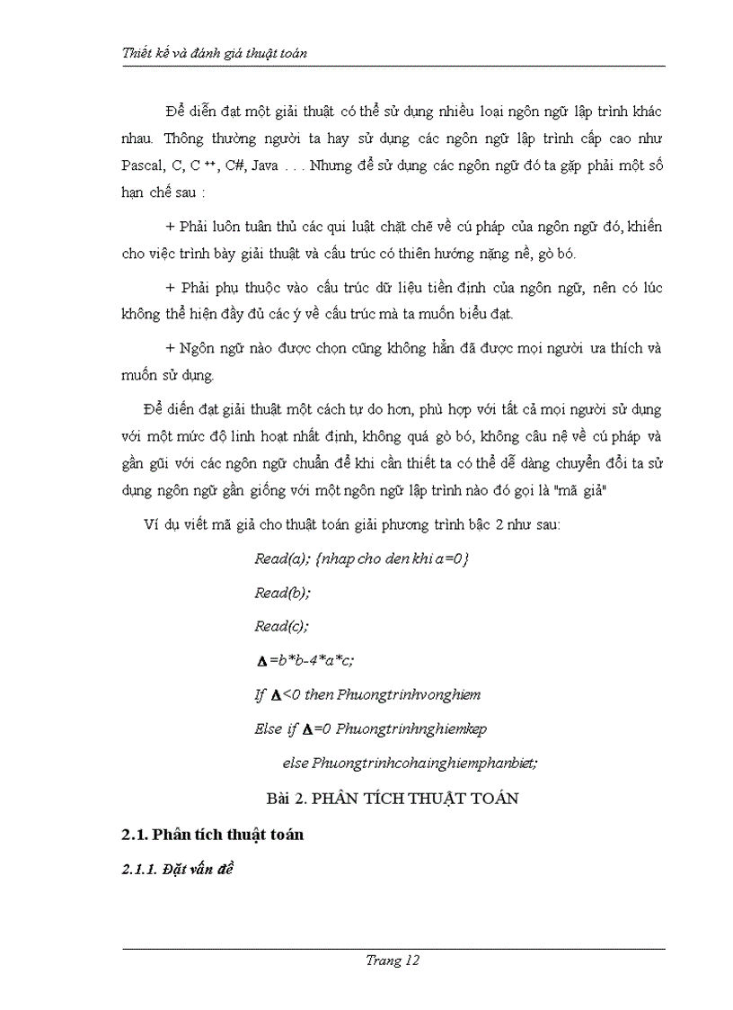 image for page Thiết kế và đánh giá thuật toán