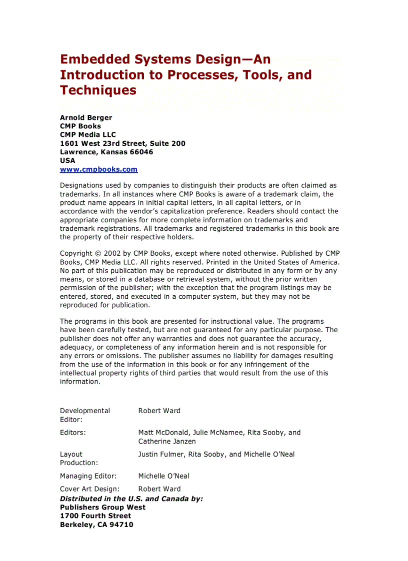 image for page Embedded Systems Design An Introduction to Processes Tools and Techniques