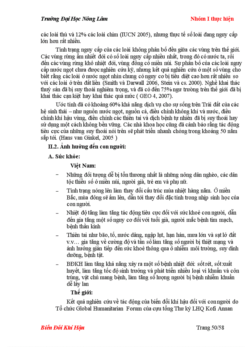 image for page Báo cáo chuyên đề biến đổi khí hậu và ảnh hưởng của biến đổi khí hậu ĐH Nông Lâm TPHCM