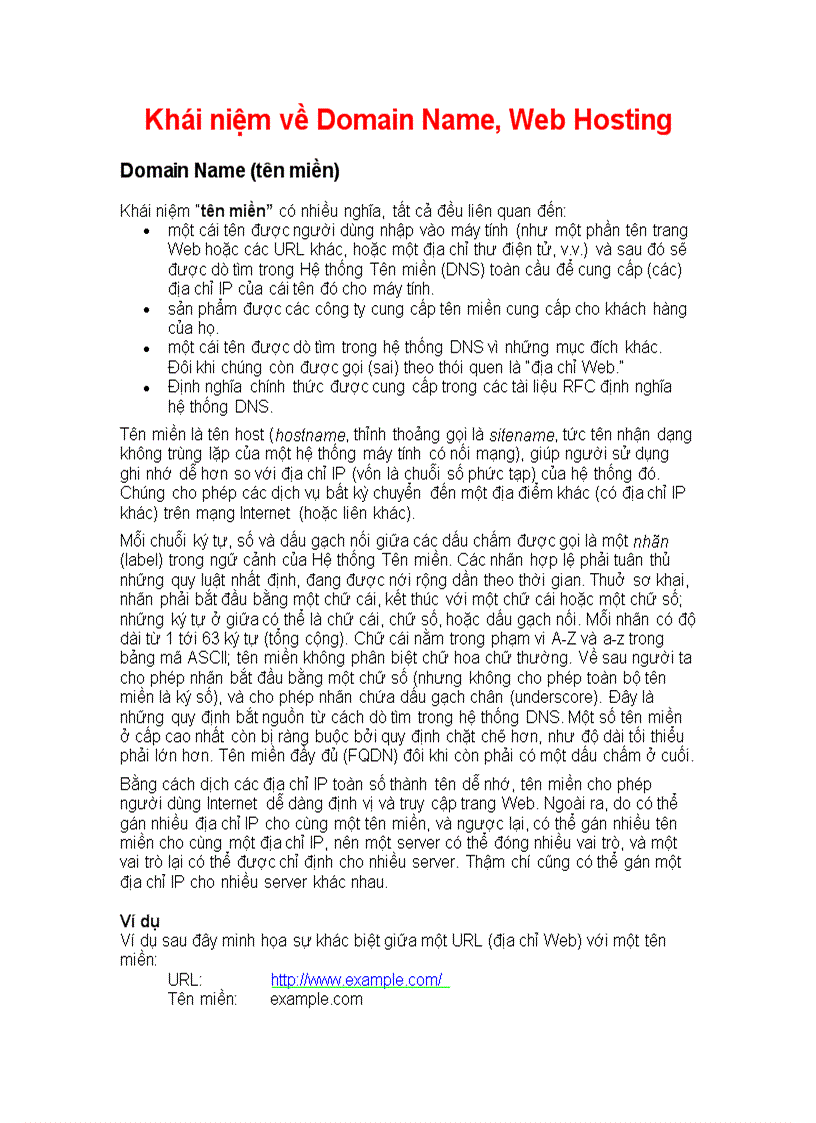 image for page Khái niệm về Domain Name Web Hosting