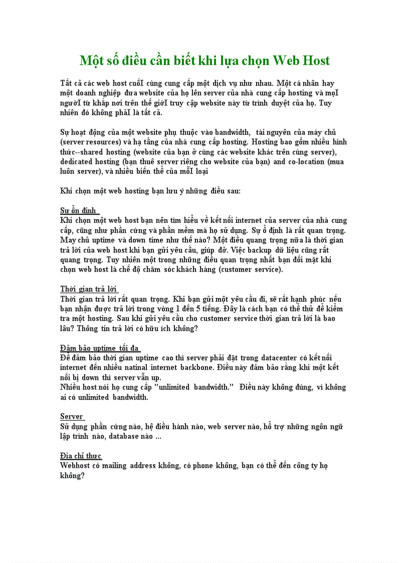 image for page Một số điều cần biết khi lựa chọn Web Host
