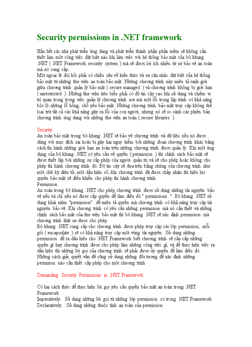 image for page Security permissions in NET framework
