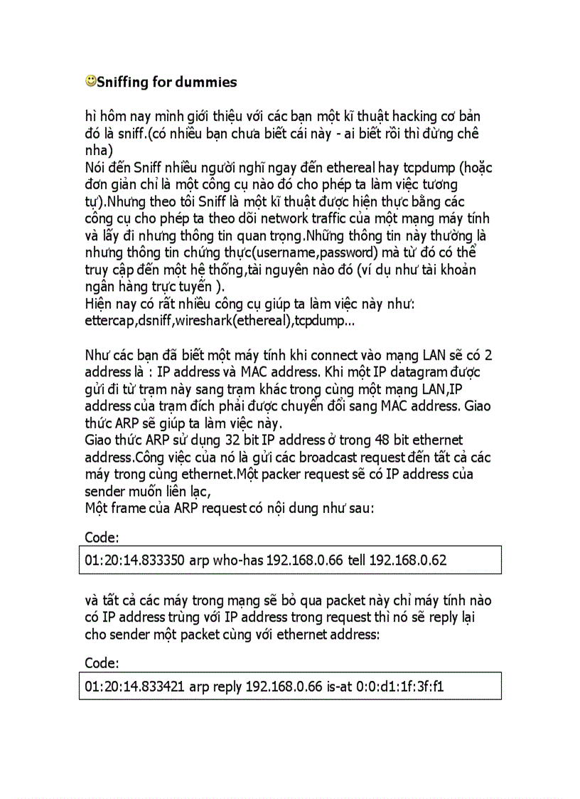 image for page Sniffing for dummies