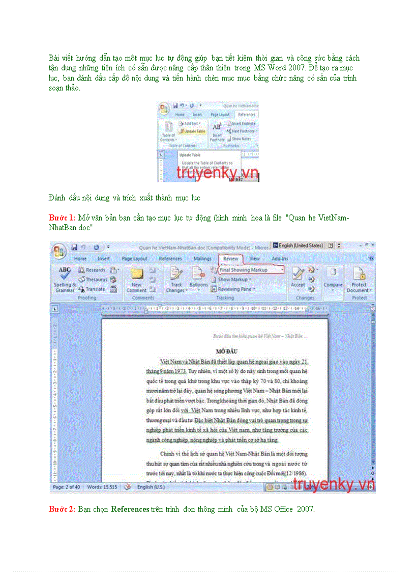 image for page Bài viết hướng dẫn tạo một mục lục tự động