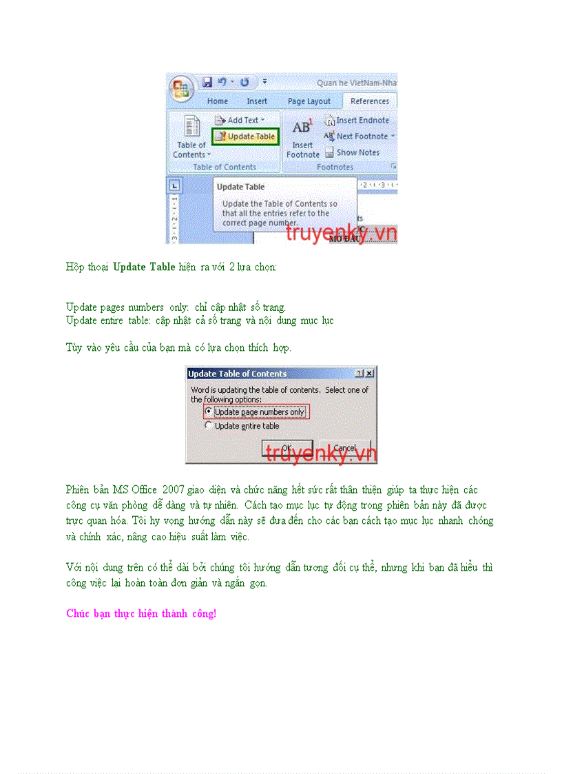 image for page Bài viết hướng dẫn tạo một mục lục tự động