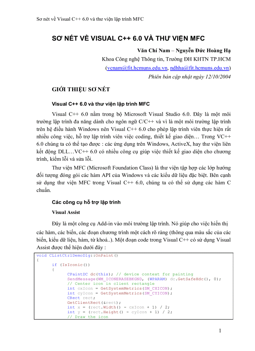 image for page Sơ nét về visual C 6 0 và thư viện MFC