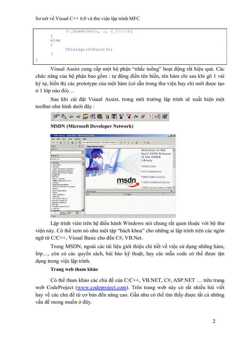 image for page Sơ nét về visual C 6 0 và thư viện MFC