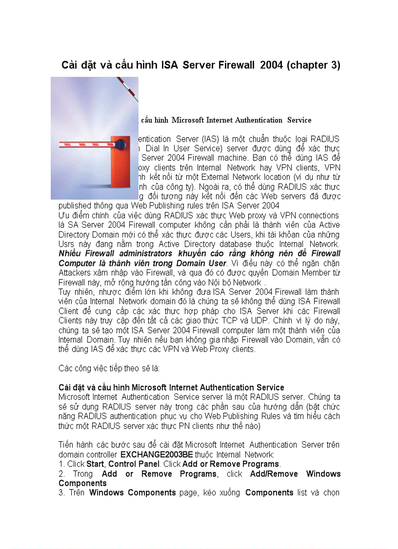 image for page Cài đặt và cấu hình Microsoft Internet Authentication Service