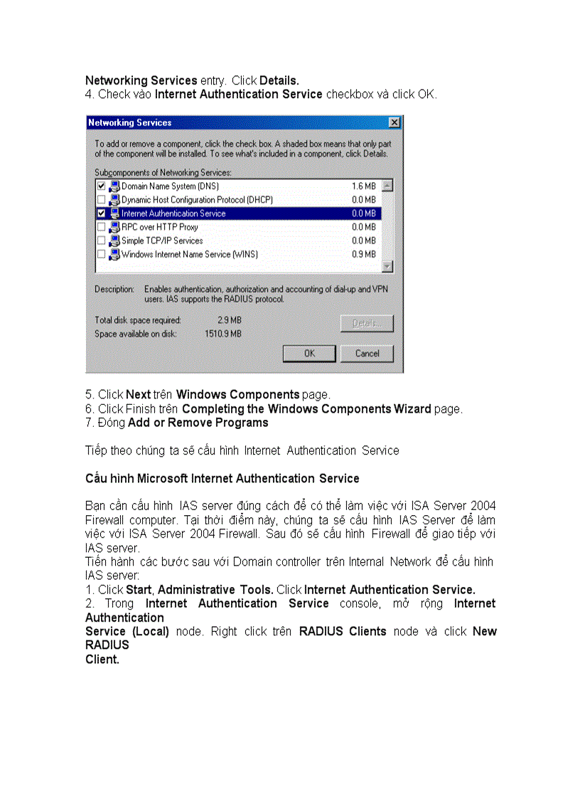 image for page Cài đặt và cấu hình Microsoft Internet Authentication Service
