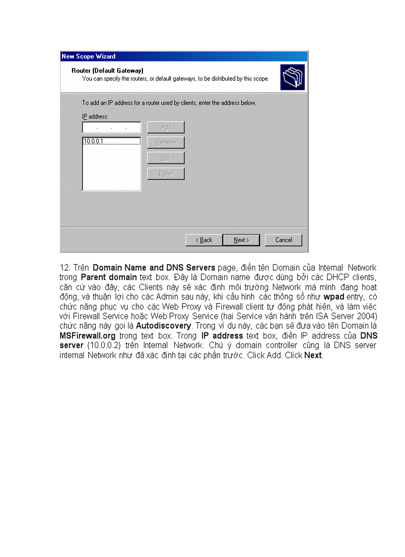 Cài đặt và cấu hình Microsoft DHCP và WINS Server Services