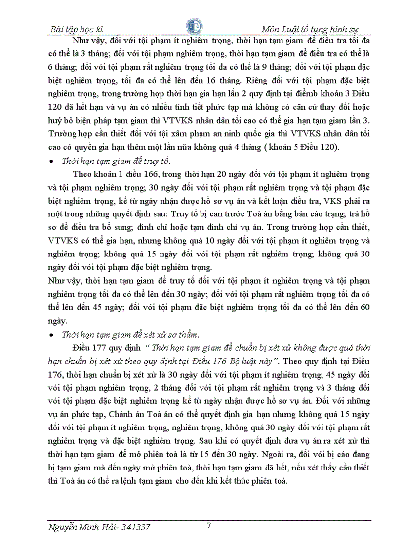image for page Bài tập học kỳ tố tụng hình sự Tạm giam trong tố tụng hình sự và việc hoàn thiện pháp luật nhằm nâng cao hiệu quả áp dụng biện pháp này