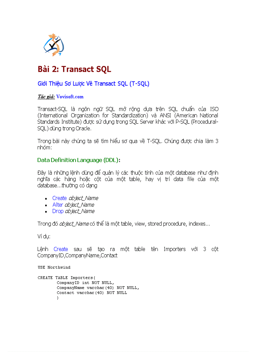 image for page Transact SQL