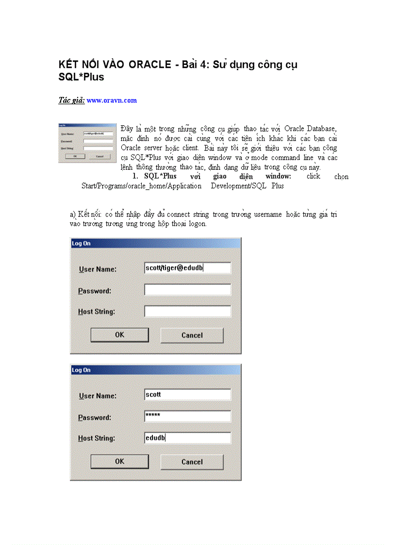 image for page Sử dụng công cụ SQL Plus
