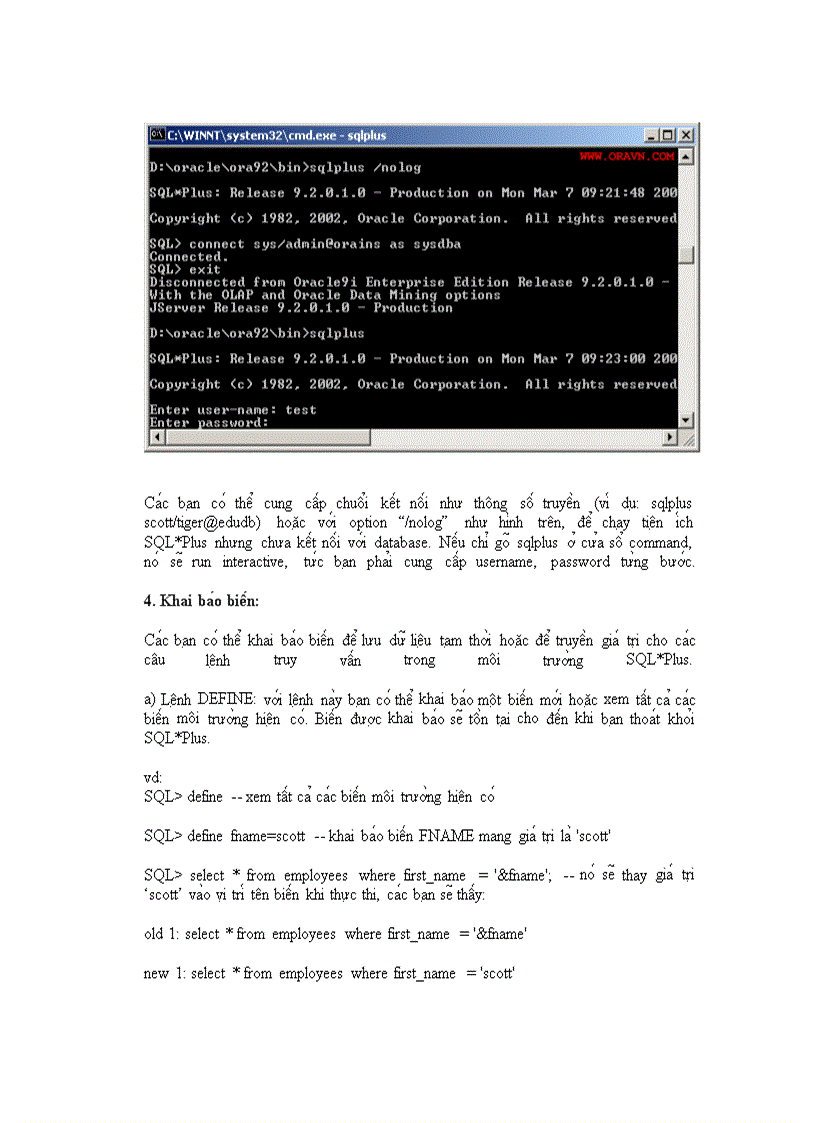 image for page Sử dụng công cụ SQL Plus