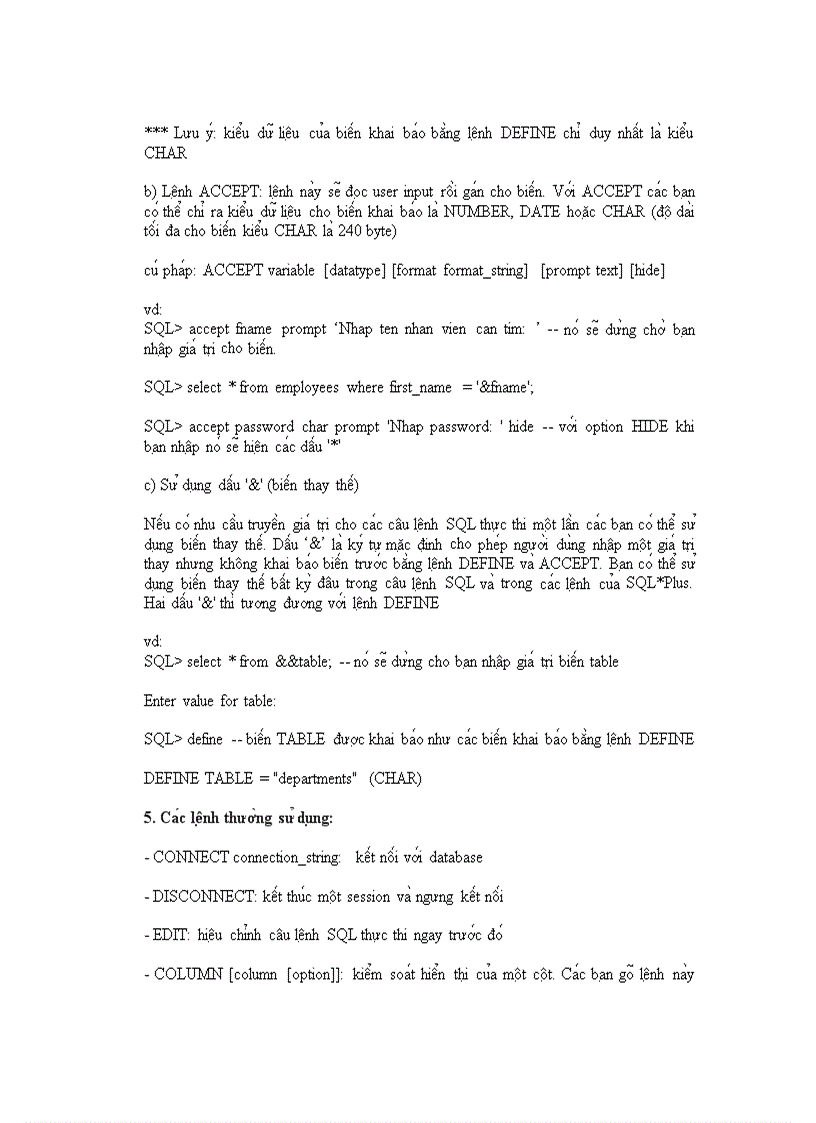image for page Sử dụng công cụ SQL Plus