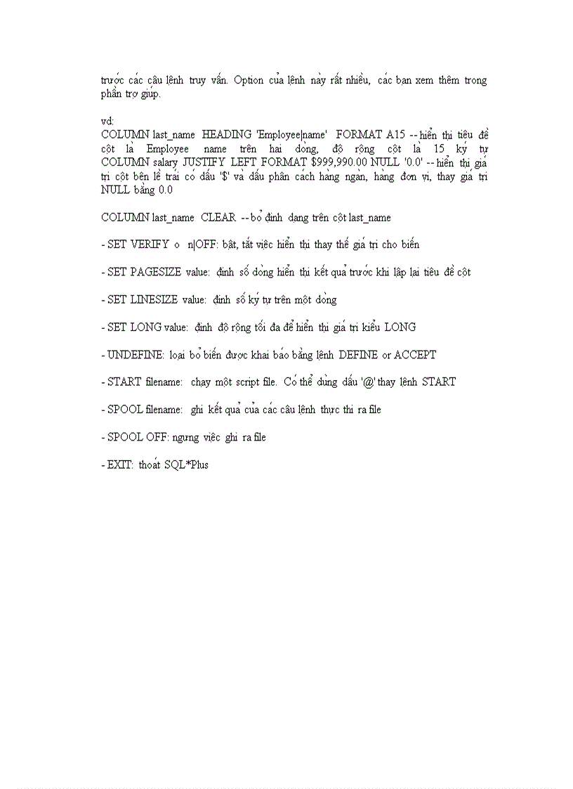image for page Sử dụng công cụ SQL Plus