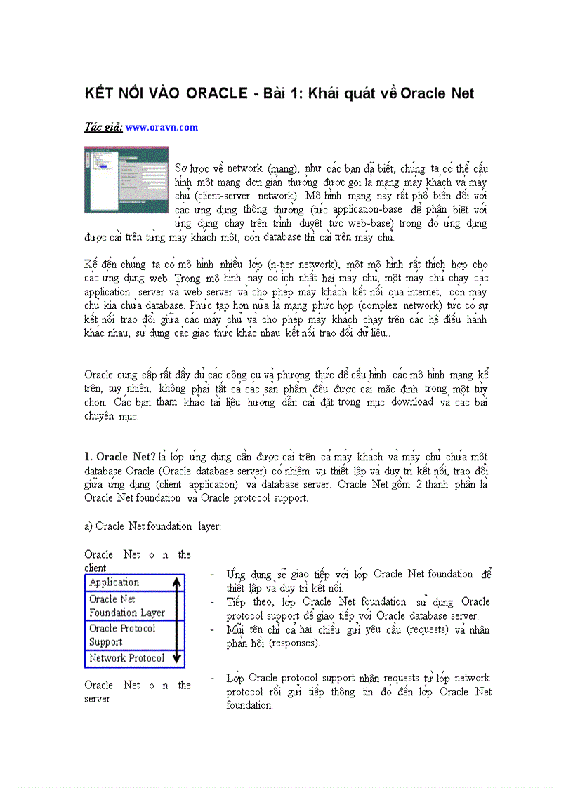 image for page Khái quát về Oracle Net
