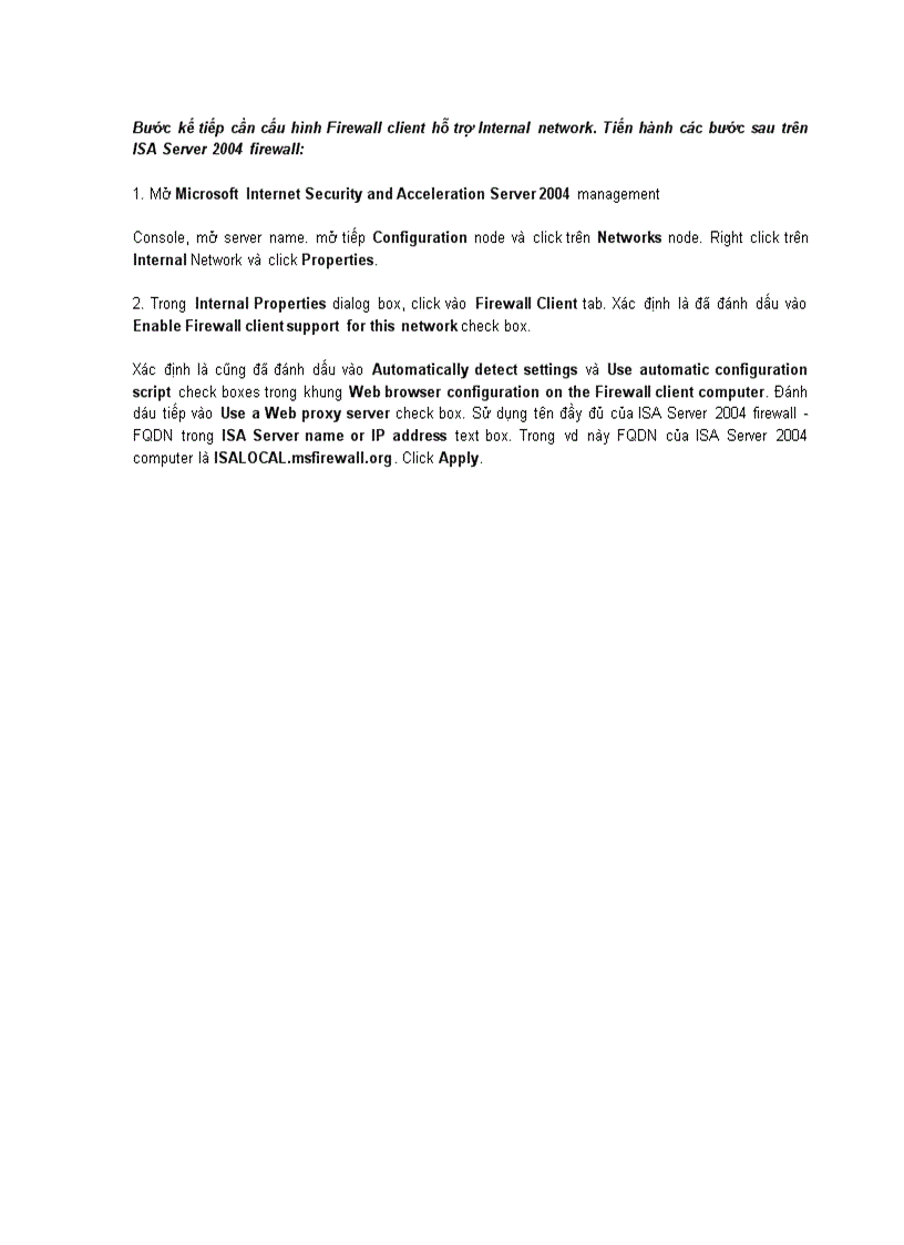 image for page Configuring ISA Server 2004 SecureNAT Firewall và Web Proxy Clients