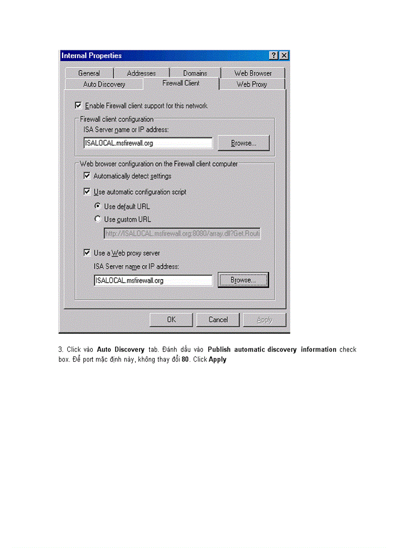 image for page Configuring ISA Server 2004 SecureNAT Firewall và Web Proxy Clients