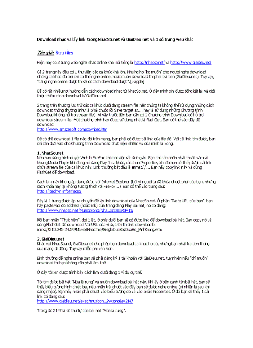 image for page Download nhạc và lấy link trong NhacSo net và GiaiDieu net và 1 số trang web khác