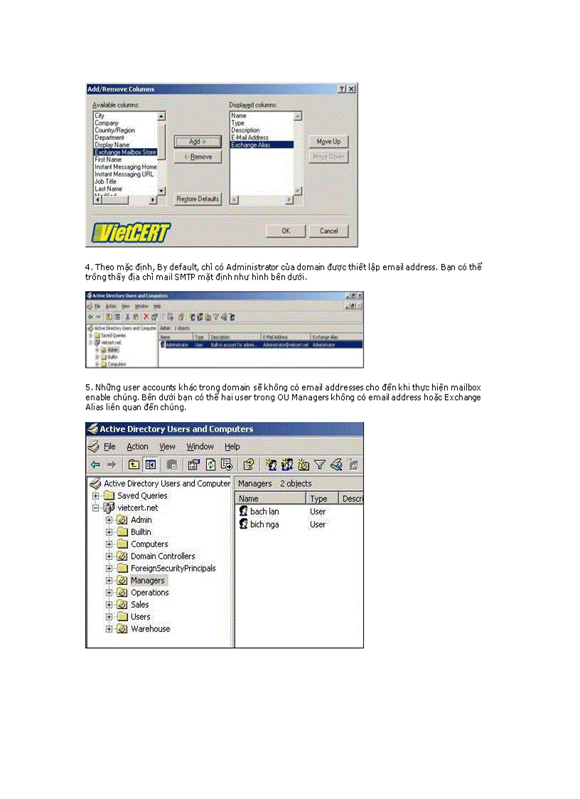 image for page Quản Lý User Exchange Server gt gt Cấu hình địa chỉ email trong Active Directory