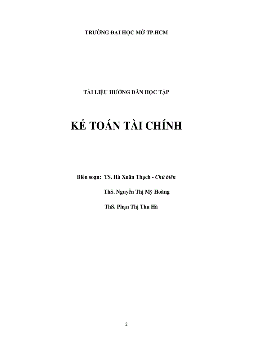 Tài liệu hướng dẫn học môn kế toán tài chính