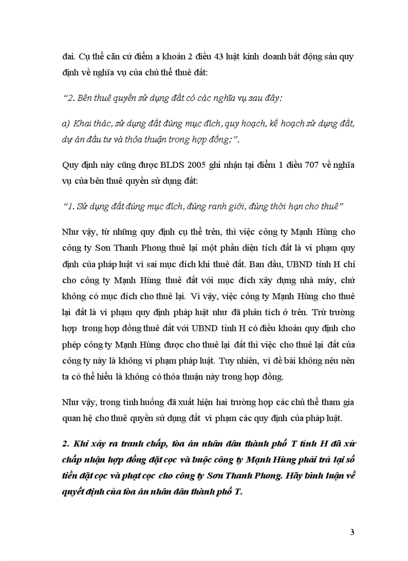 image for page Bài số 13 Công ty Mạnh Hùng được UBND tỉnh H phê duyệt cho thuê mặt bằng 0 5 Ha đất nông nghiệp để xây dựng nhà máy sản xuất ô to