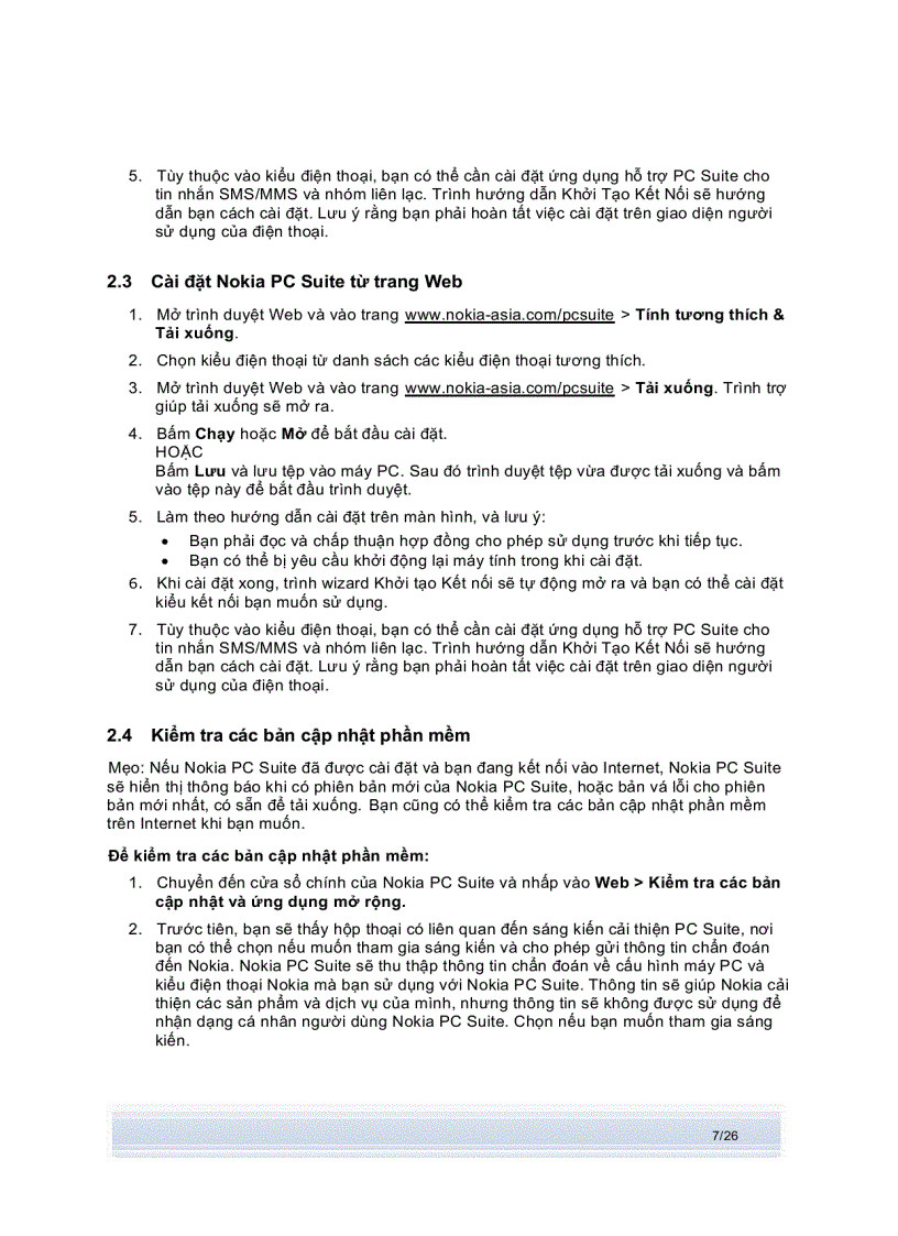 image for page Hướng dẫn sử dụng NOKIA PC SUITE 7 1