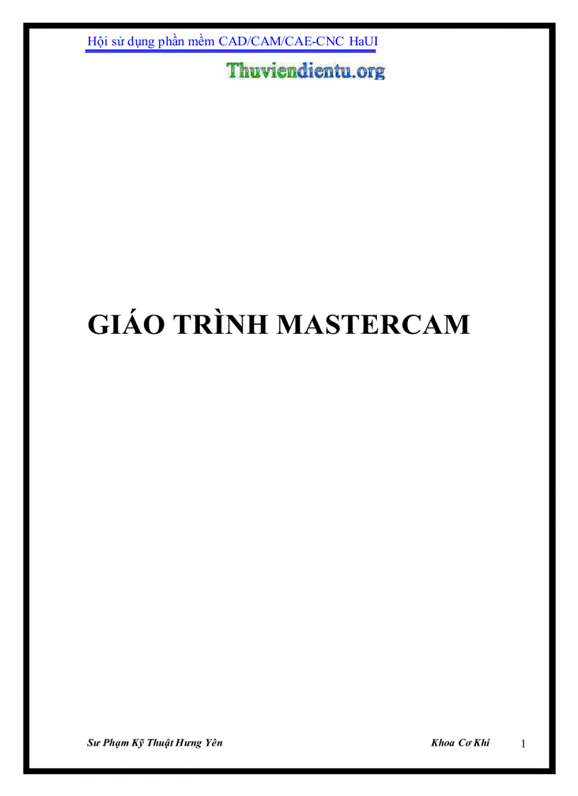 image for page Giáo trình MasterCAM X3 SPKT Hưng Yên
