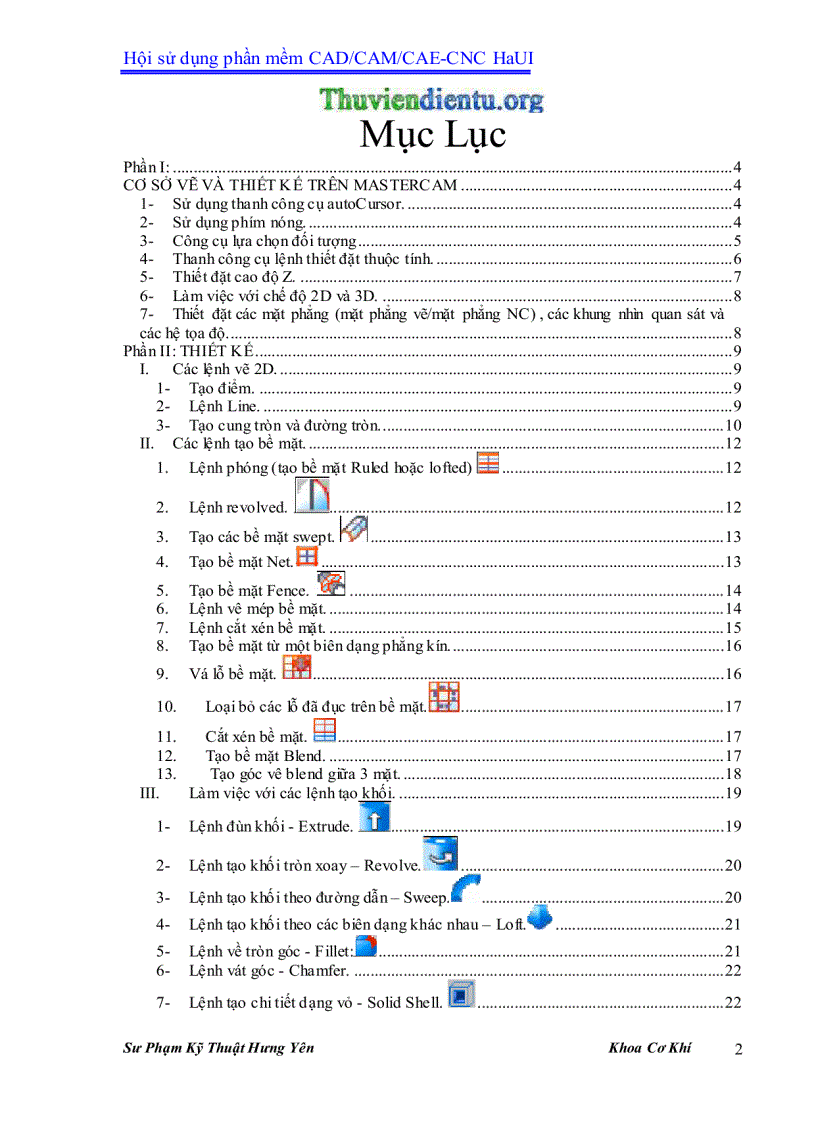 image for page Giáo trình MasterCAM X3 SPKT Hưng Yên