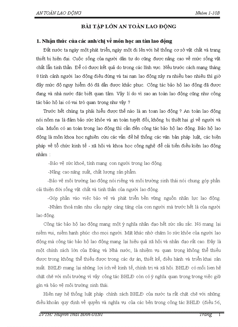 image for page BÀI TẬP LỚN An toàn lao động