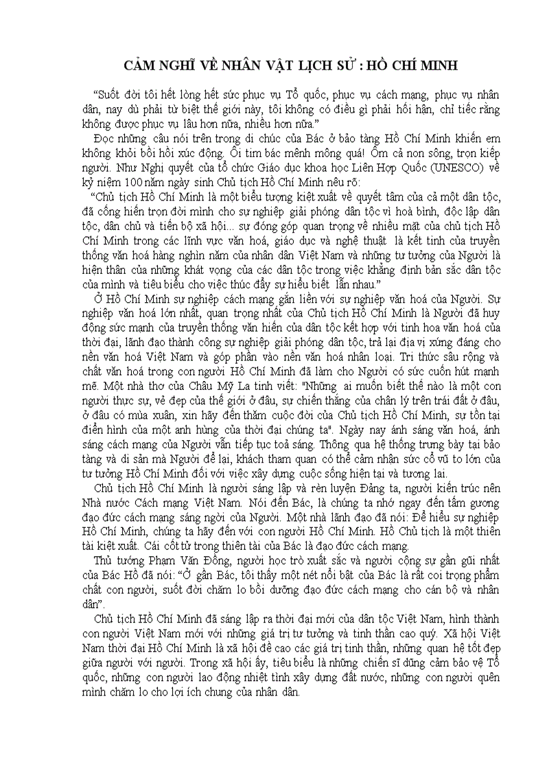 image for page Cảm nghĩ về nhân vật lịch sử Hồ Chí Minh