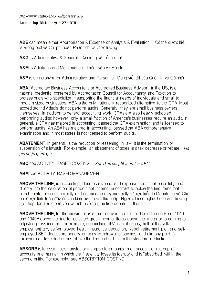 image for page Từ điển cho ngành kế toán Anh Anh Việt