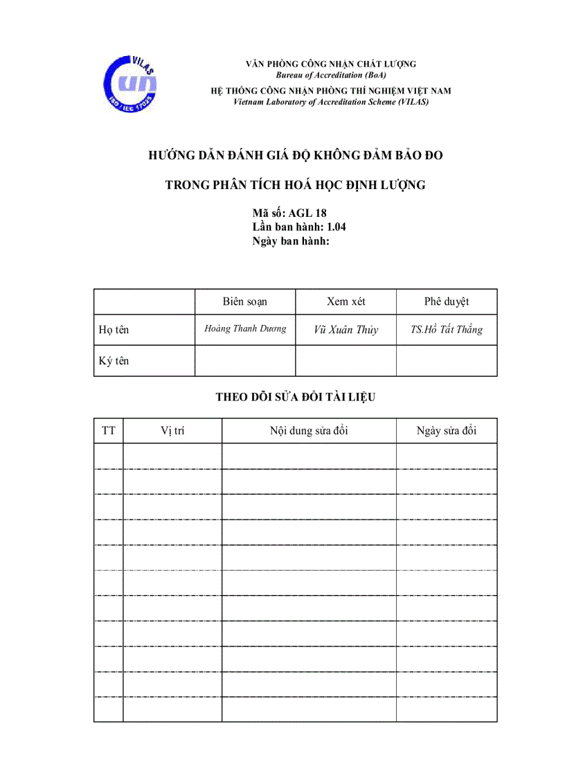 image for page Hướng dẫn đánh giá độ không đảm bảo đo trong phân tích hoá học định lượng