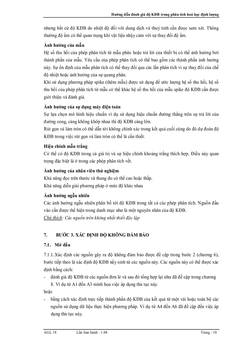 image for page Hướng dẫn đánh giá độ không đảm bảo đo trong phân tích hoá học định lượng